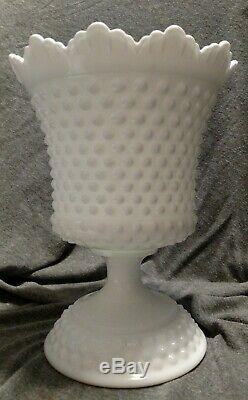 Vintage HTF Fenton White Milk Glass Hobnail Covered Urn Apothecary 1968-1969
