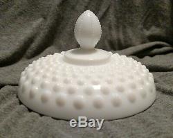 Vintage HTF Fenton White Milk Glass Hobnail Covered Urn Apothecary 1968-1969