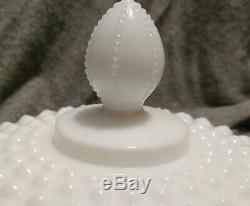 Vintage HTF Fenton White Milk Glass Hobnail Covered Urn Apothecary 1968-1969