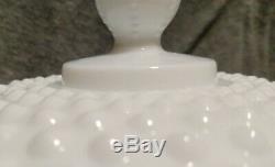 Vintage HTF Fenton White Milk Glass Hobnail Covered Urn Apothecary 1968-1969