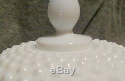 Vintage HTF Fenton White Milk Glass Hobnail Covered Urn Apothecary 1968-1969