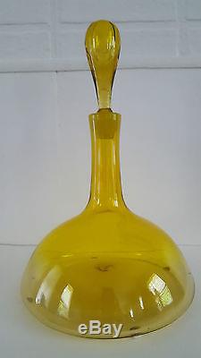 Vintage Hand Blown BLENKO Glass Decanter in Lemon Yellow 1960s
