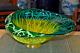 Vintage Handblown 16 X 13X8 Art Glass Centerpiece Bowl Vase Shades Of Green
