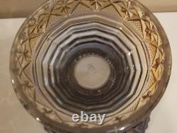 Vintage Imperial Whirling Star Smoke Peacock Carnival Glass Punch Bowl & 3 Cups