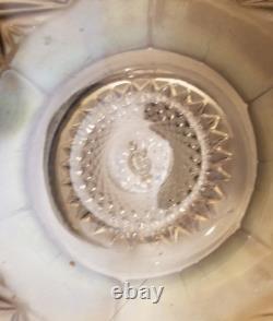 Vintage Imperial Whirling Star Smoke Peacock Carnival Glass Punch Bowl & 3 Cups