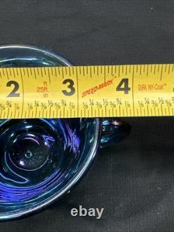 Vintage Indiana Glass Iridescent Blue Harvest Carnival Glass Punch Bowl Set 13