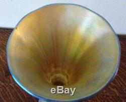 Vintage Iridescent Glass L. C. Tiffany Favrile Trumpet Vase 14 1/2 height
