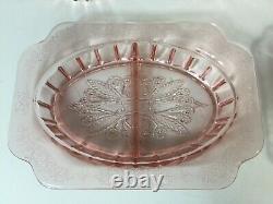 Vintage Jeannette Adam Pink Depression Glass 5 Items Butter Dish withLid, Square