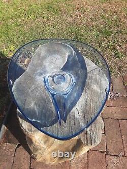 Vintage LARGE Kosta Boda Art Glass Signed/numbered Blue Glass Teardrop Bowl