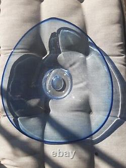 Vintage LARGE Kosta Boda Art Glass Signed/numbered Blue Glass Teardrop Bowl