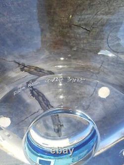 Vintage LARGE Kosta Boda Art Glass Signed/numbered Blue Glass Teardrop Bowl