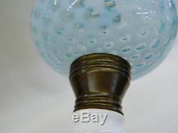 Vintage LG Wright Fenton Opalescent Blue Coin Spot Dot Oil Lamp