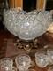 Vintage L. E. Smith Pressed Glass Daisy Button Punch Bowl With Ladle And 12 Cups