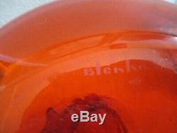 Vintage Large Blenko Glass Wayne Husted Red Orange 30 Inch Genie Decanter Bottle