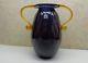 Vintage Large Blenko Handmade Art Glass Vase Amethyst 2 Handled Amber Glass