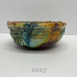 Vintage Lisa Orr Pottery Ceramic Bowl Sun Colorful and Kitschy 6
