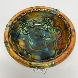 Vintage Lisa Orr Pottery Ceramic Bowl Sun Colorful and Kitschy 6