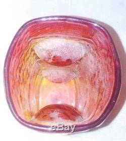 Vintage MCM Blenko 12.5 Amberina Tangerine Embossed Texture Pattern Glass Vase