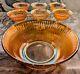 Vintage Marigold Carnival Glass Dessert Bowl with 6 Sherbet Pedestal Cups
