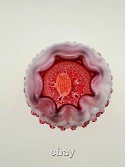 Vintage Marked Fenton 3 Pc. Bright Cranberry Opalescent Hobnail 7 Fairy Lamp