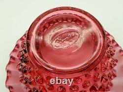 Vintage Marked Fenton 3 Pc. Bright Cranberry Opalescent Hobnail 7 Fairy Lamp