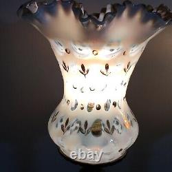 Vintage Matching Pair Fenton French Opalescent Coin Dot Lamps 22.25 Tall