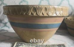 Vintage McCoy Full Set of 8 Pink and Blue Banded Nesting Bowls