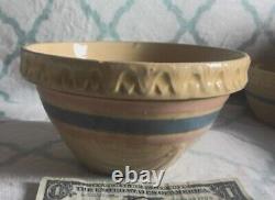 Vintage McCoy Full Set of 8 Pink and Blue Banded Nesting Bowls