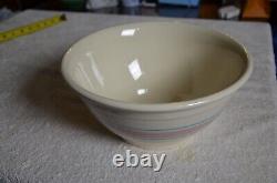 Vintage McCoy Pottery Pink & Blue Stripes qty 4 Mixing Nesting Bowls Set