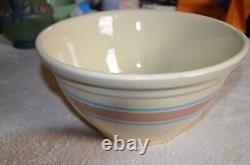 Vintage McCoy Pottery Pink & Blue Stripes qty 4 Mixing Nesting Bowls Set