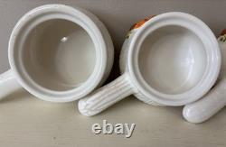 Vintage Merry Mushroom Ceramic Handled Soup Bowls Set Of 4 With LIDS