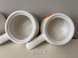 Vintage Merry Mushroom Ceramic Handled Soup Bowls Set Of 4 With LIDS
