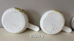 Vintage Merry Mushroom Ceramic Handled Soup Bowls Set Of 4 With LIDS