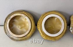 Vintage Merry Mushroom Ceramic Handled Soup Bowls Set Of 4 With LIDS