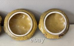 Vintage Merry Mushroom Ceramic Handled Soup Bowls Set Of 4 With LIDS