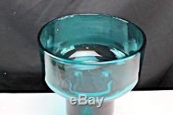 Vintage Mid Century Blenko Glass Bowl Vase #596 Aqua 1959