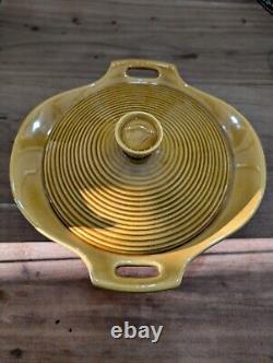 Vintage Mid-Century Florence Ceramics Semi-Porcelain Bowl withLid Mustard USA