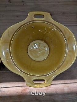 Vintage Mid-Century Florence Ceramics Semi-Porcelain Bowl withLid Mustard USA