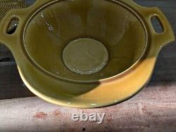 Vintage Mid-Century Florence Ceramics Semi-Porcelain Bowl withLid Mustard USA