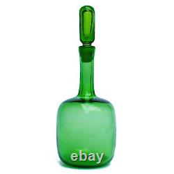 Vintage Mid Century Joel Myers for Blenko Green Glass Decanter