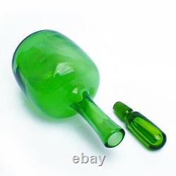 Vintage Mid Century Joel Myers for Blenko Green Glass Decanter