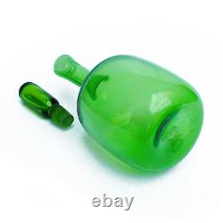 Vintage Mid Century Joel Myers for Blenko Green Glass Decanter