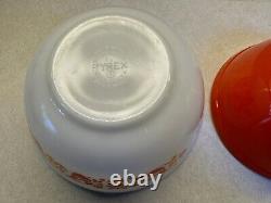 Vintage Mid Century Modern Pyrex Friendship Bird Mixing Bowls Orange Red