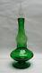 Vintage Mid Century hand blown Art Glass DECANTER, Lime Green/Air Bubble Stopper