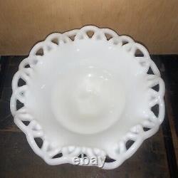 Vintage Milk Glass Candy Dish Bowl Elegant Design