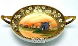 Vintage Morimura Brothers Nippon Hand Painted Double Handle Bowl Textured Gold