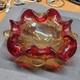 Vintage Murano Blown Art Glass Bowl Red & Yellow Ruffle edge 1950s