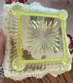 Vintage NORTHWOOD ALASKA Yellow Vaseline Uranium Opalescent Glass Master Bowl