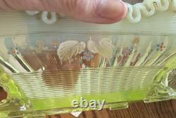 Vintage NORTHWOOD ALASKA Yellow Vaseline Uranium Opalescent Glass Master Bowl