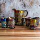Vintage Northwood Grape and Cable Amethyst Carnival Glass 7 Piece Water Set